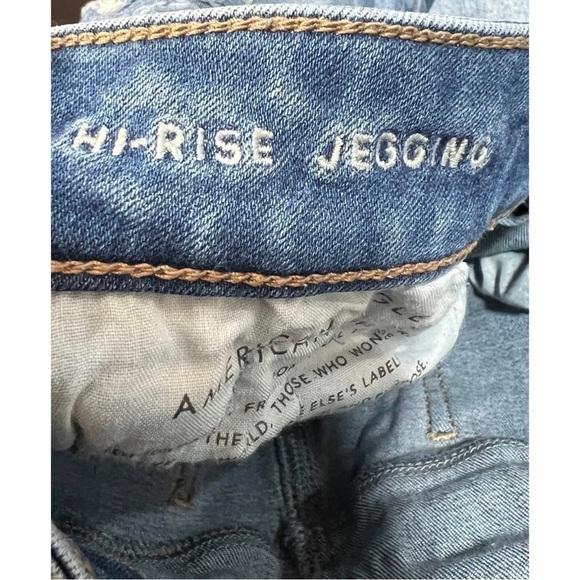 American Eagle Sz 8 Hi Rise Jegging N(e)xt Level Stretch Jeans Raw Hem - Picture 6 of 7